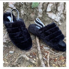 (Size 7) TOP MODA Vegan Fluff Slingback Sandal