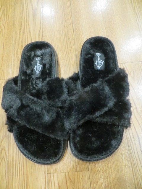 SAOLA NUOVE PANTOFOLE DONNA SUOLA MATES INCROCIATE PELLICCIA SINTETICA ROSA O NERE