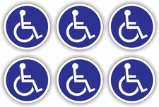 6 pcs - Mini 1x1-inch Round Handicap Stickers Handicapped Decals Wheelchair
