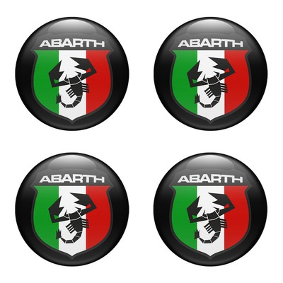 4 x Logo Fiat Abarth Aufkleber - Radkappen Felgen Epoxidhar Emblem Nabendeckel