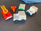 Lot Of 5 Vintage Fisher Price Vehicles (Fire Truck, 2 Mail Trucks, Car, Trike)