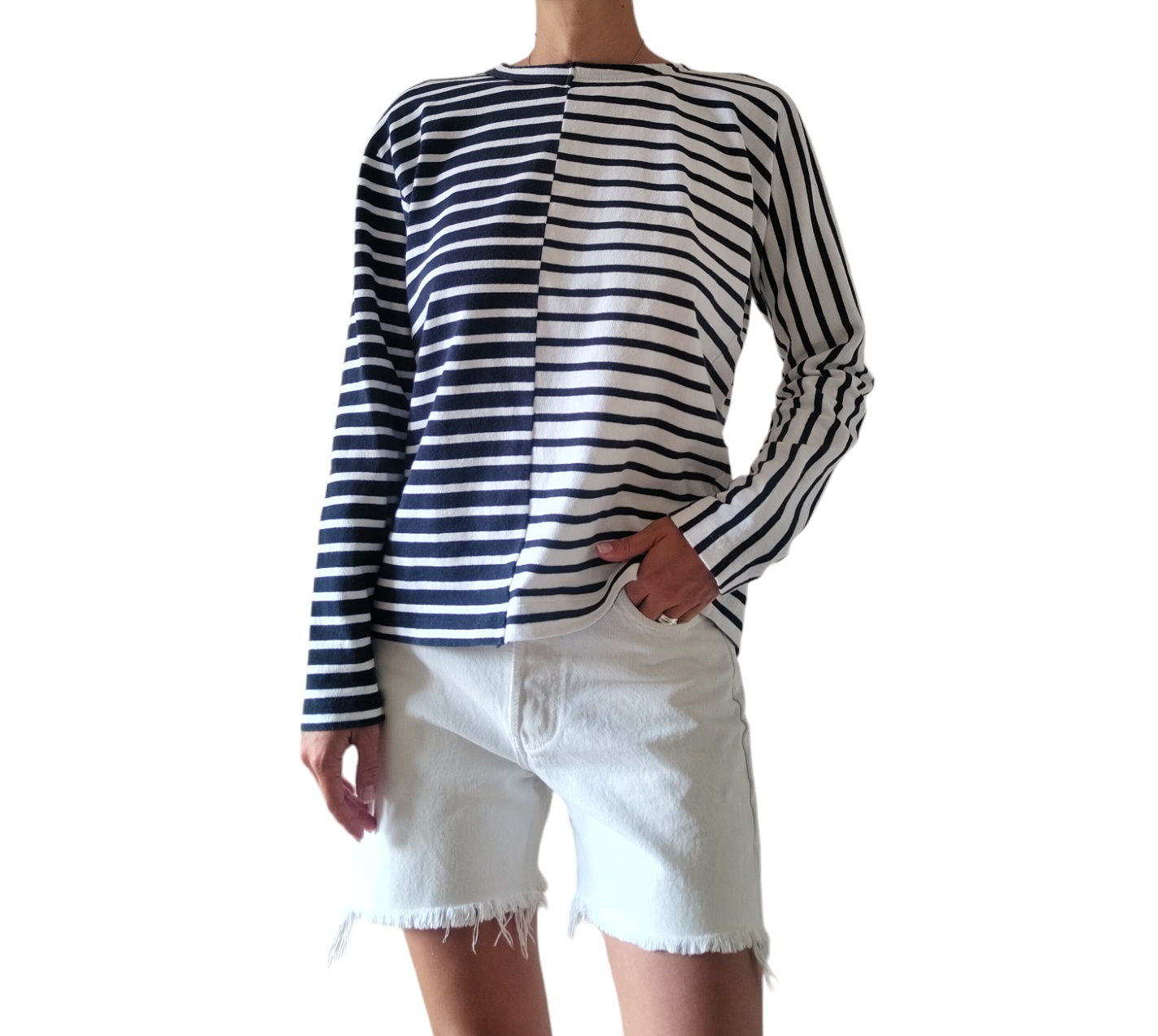 SACAI X NIKE Maglione donna Sacai maglietta manica lunga a righe con allacciatura sul retro tg 1