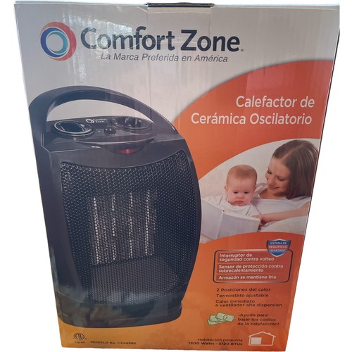 Comfort Zone CZ449BK 1500W Oscillating Ceramic Electric Heater W/Tip Cutoff - Picture 2 of 6