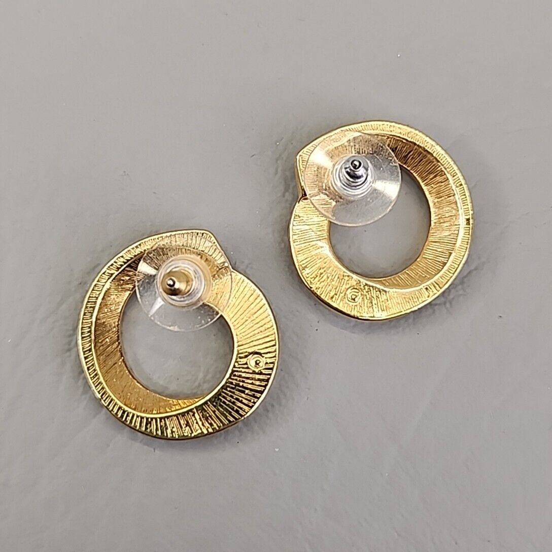 Avon Pierced Earrings Vtg Hoop Clear Round Rhines… - image 11