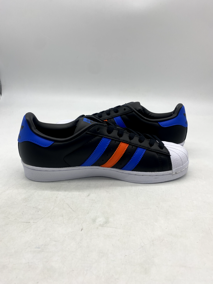 Adidas Superstar Black w/Orange Blue Mens Shell Toe Sneakers BB2245