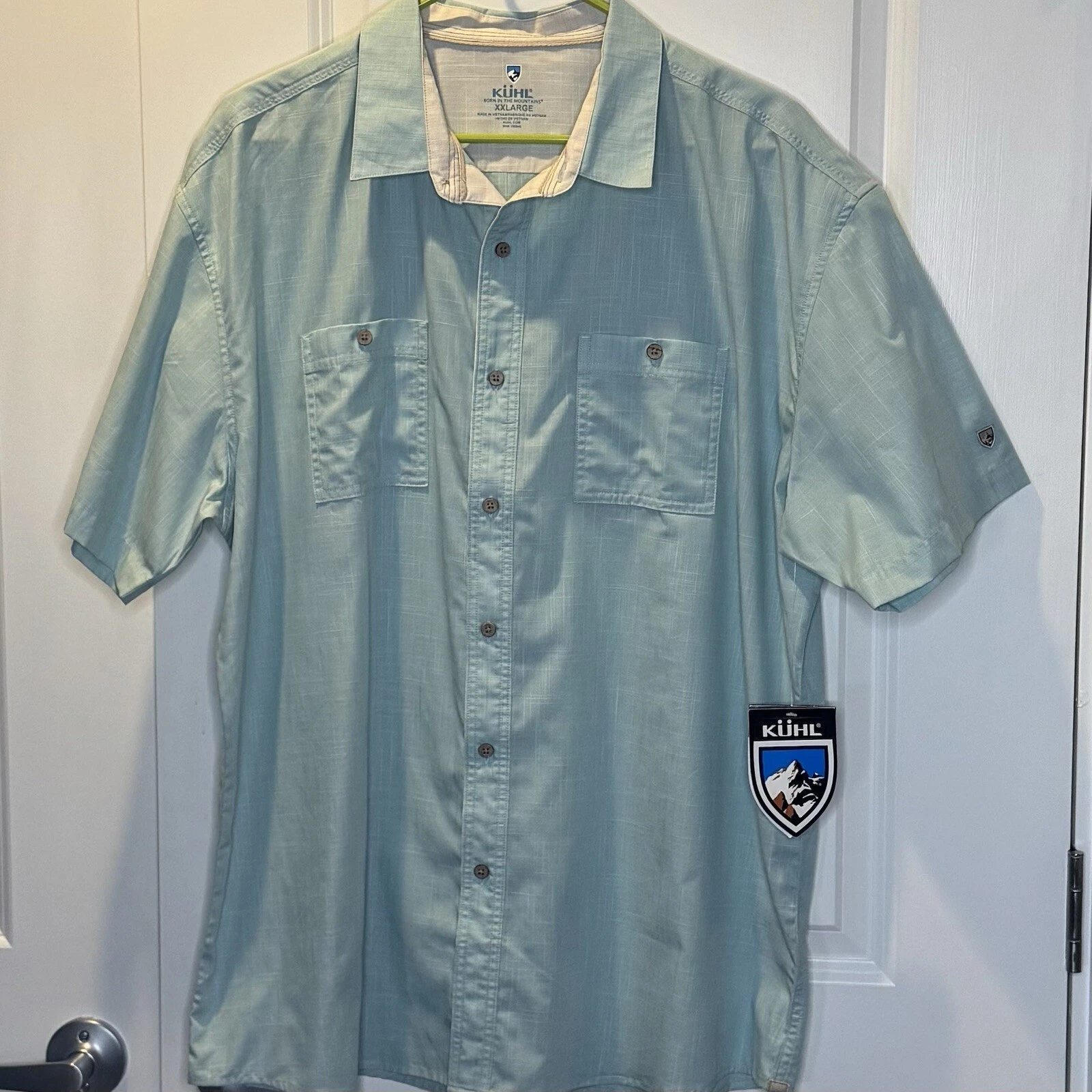 KUHL Hiking Short Sleeve Shirt Buttons Teal NWT Casual Outdoor XXL 2XL