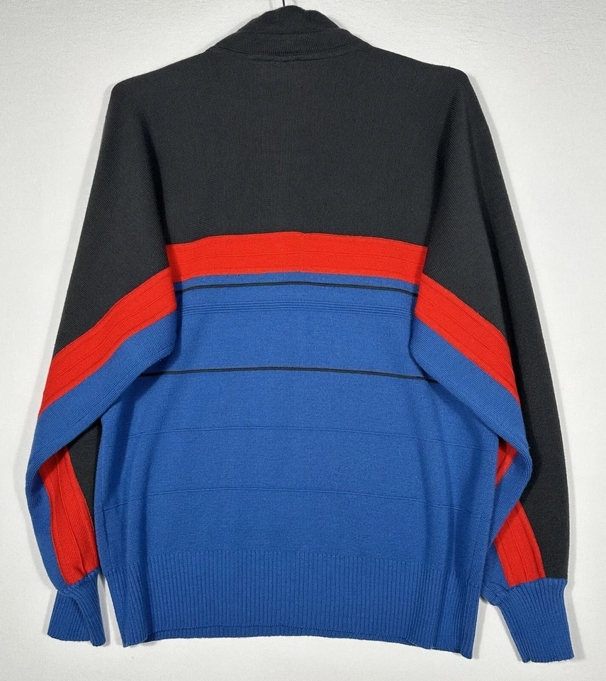 De Colección Tirolia Esquí Retro Suéter Mezcla de Lana Hombres XL Pullover Cuarto Cremallera Bloque de Color Foto 3 de 4