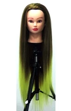 Cosmetology Mannequin Head Hair Training Synthetic 26" Brown/Yellow