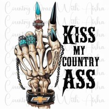 Sublimation Transfer Kiss My Country Skull Ready To Press Heat Transfer