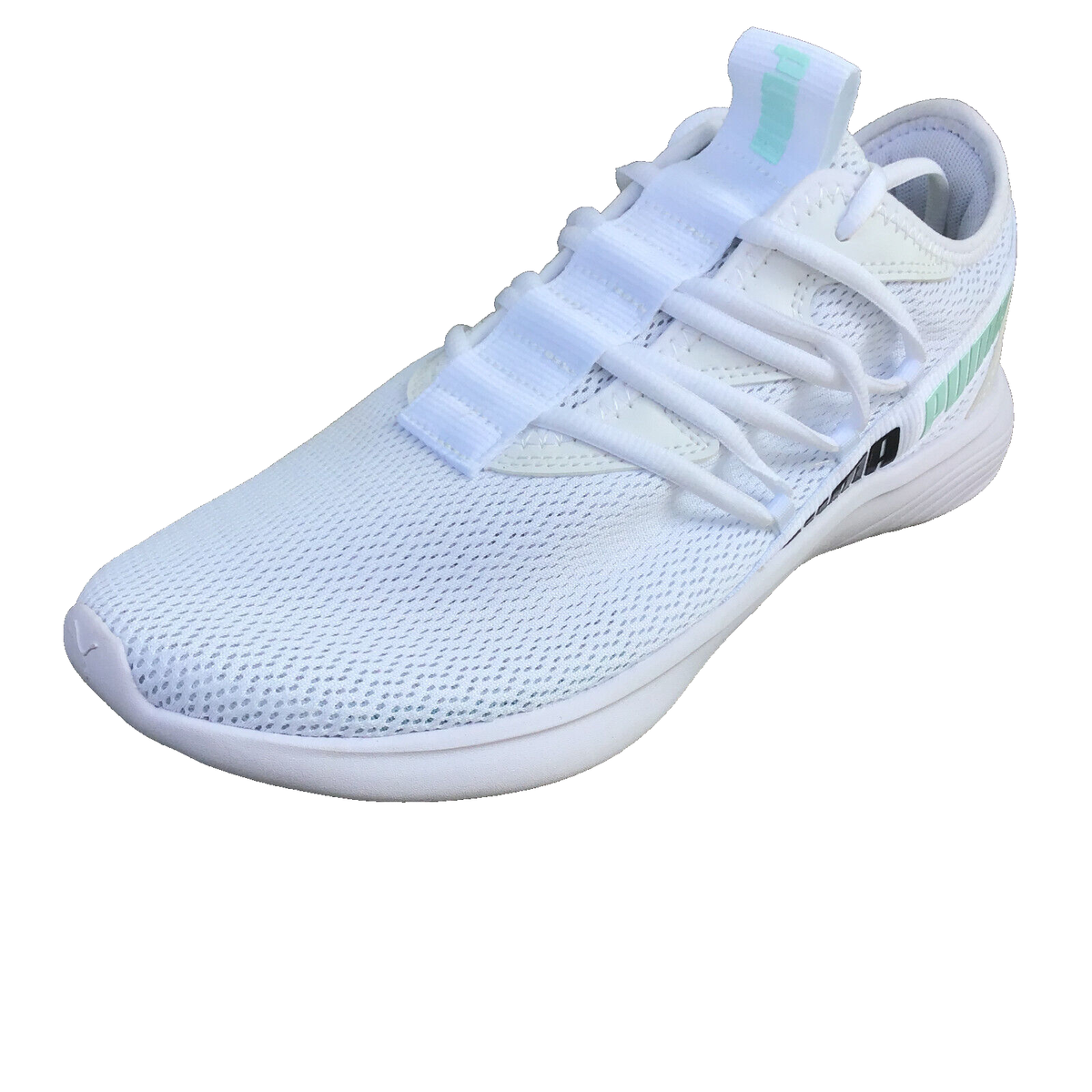 Puma White Athletic Running Shoes with Blue-Green Gradient Sole New release ??? The puma accelerate nitro SQD 5 ? With 5  main image 4