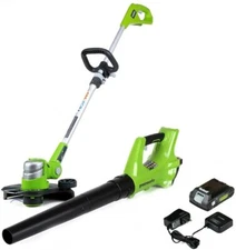 Greenworks 24V Cordless String Trimmer and Blower Combo, 2Ah Battery & Charger