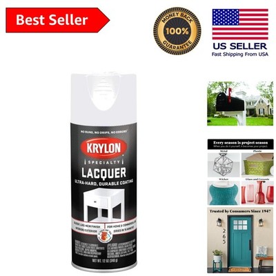 Versatile 777 Gloss White Lacquer Spray - Ultra-Hard Finish, 50 Sq. Ft. Coverage