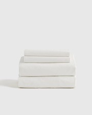 BNWT Quince Organic Brushed Cotton Sheet Set 4 Piece QUEEN White BNWT