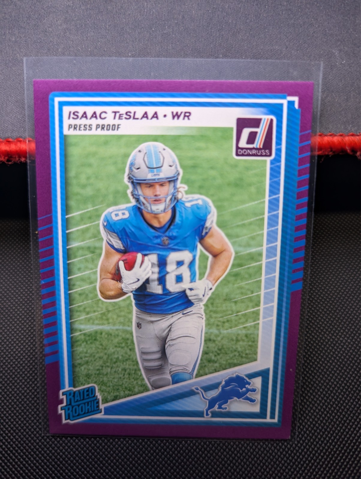 2025 Panini Donruss - Rated Rookie Isaac Teslaa #338 Purple Press Proof (RC)