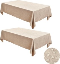 Faux Linen Tablecloths for Rectangle Tables: Water  Stain Resistant Farmhouse