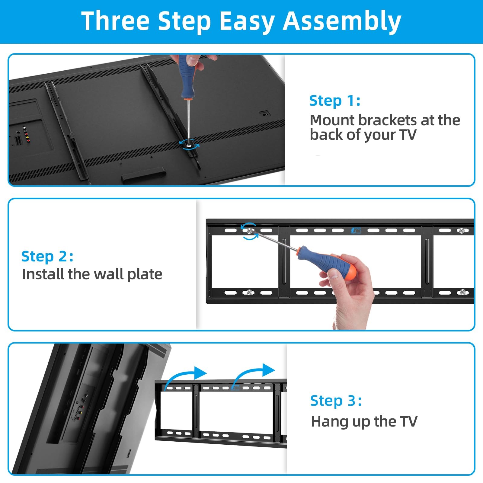 Heavy Duty Fixed TV Wall Mount Bracket, 264 Lbs Capacity 48-120 Inch Extra Large