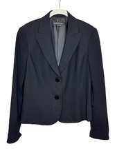 Lafayette 148 New York Blazer Womens 6 Black Wool Stretch Two Button Jacket