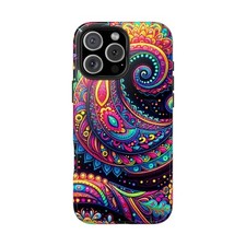 Vibrant Paisley Tough Phone Cases, Durable Phone Cover, Artistic Tech Accessory,