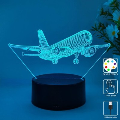Aircraft Model 3D Night Light 7 Color Changing Airplane USB Halloween Bf Gf Gift