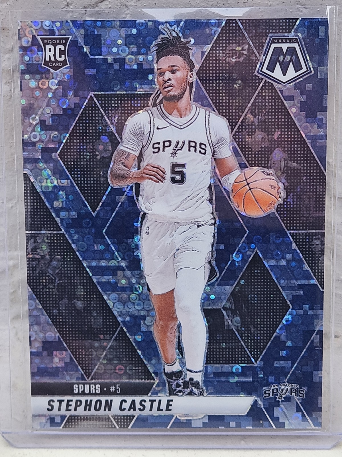 2024-25 Panini Mosaic #236 Stephon Castle Navy Camo Fast Break 01/35 RC