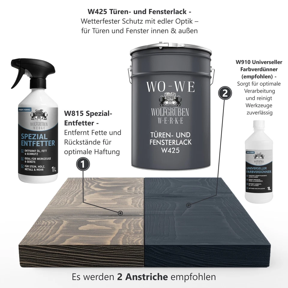Türen & Fensterlack 3in1 Holzfenster Farbe Buntlack Lackfarbe für Holz, Metall - Bild 4 von 4