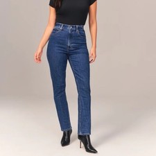 Abercrombie  Fitch The Slim Straight Ultra High Rise Dark Wash Size 32/14L