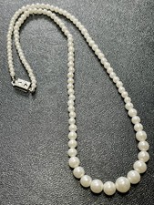 Vintage Signed JAPAN Graduated Faux Pearl Necklace 18  