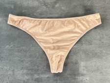 VINTAGE VICTORIA'S SECRET EVERYDAY PERFECT SILKY SMOOTH SATIN THONG PANTY L GOLD
