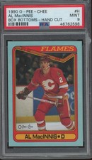 1990-91 O-Pee-Chee  - Box Bottoms #H Al MacInnis HOF PSA 9
