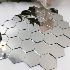NUO RUI 1'' Hexagonal Mirror Mosaic Tiles Craft Mirror Pieces Bulk 100 Pieces...