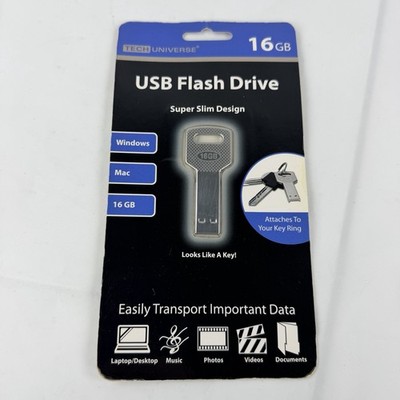 NEW Tech Universe 16GB USB Flash Drive Super Slim Key Design Key Ring