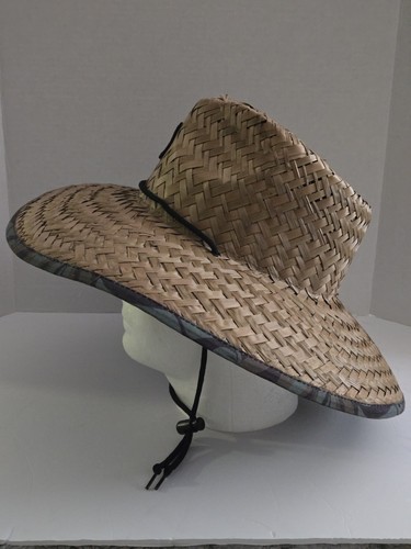 O'NEILL Wide Brim Hat Mens Womens Straw Lifeguard Beach Outdoors Strap Lined USA - Afbeelding 6 van 8