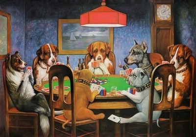 Hunde spielen Poker Ein Freund in Not Coolidge Poster Druck Gerahmte Leinwand Wandbild
