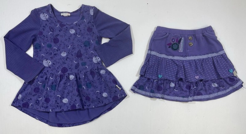 Naartjie Girls Toddler Purple Long Sleeve Hi Lo Tunic Top Skirt 2Pc Set Size 4