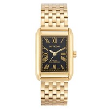 Vintage Dress Watches for Men   Square Tank 42mm Gold Bracelet, Black Dial