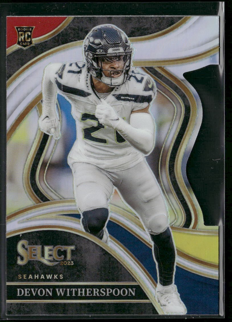 Rookie 2023 Panini Select #273 Devon Witherspoon Red and Yellow Prizms Die Cuts