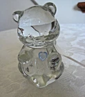 Fenton Glass Teddy Bear Heart Stone Of The Month March Aquamarine with Tag - USA