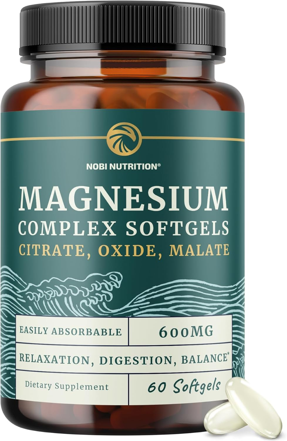 Triple Magnesium Complex Softgels | Citrate, Malate, & Oxide | Easy to Swallow,