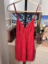 Women s Red Floral Lace Full Slip Lingerie Slip with Adjustable Strap Accent