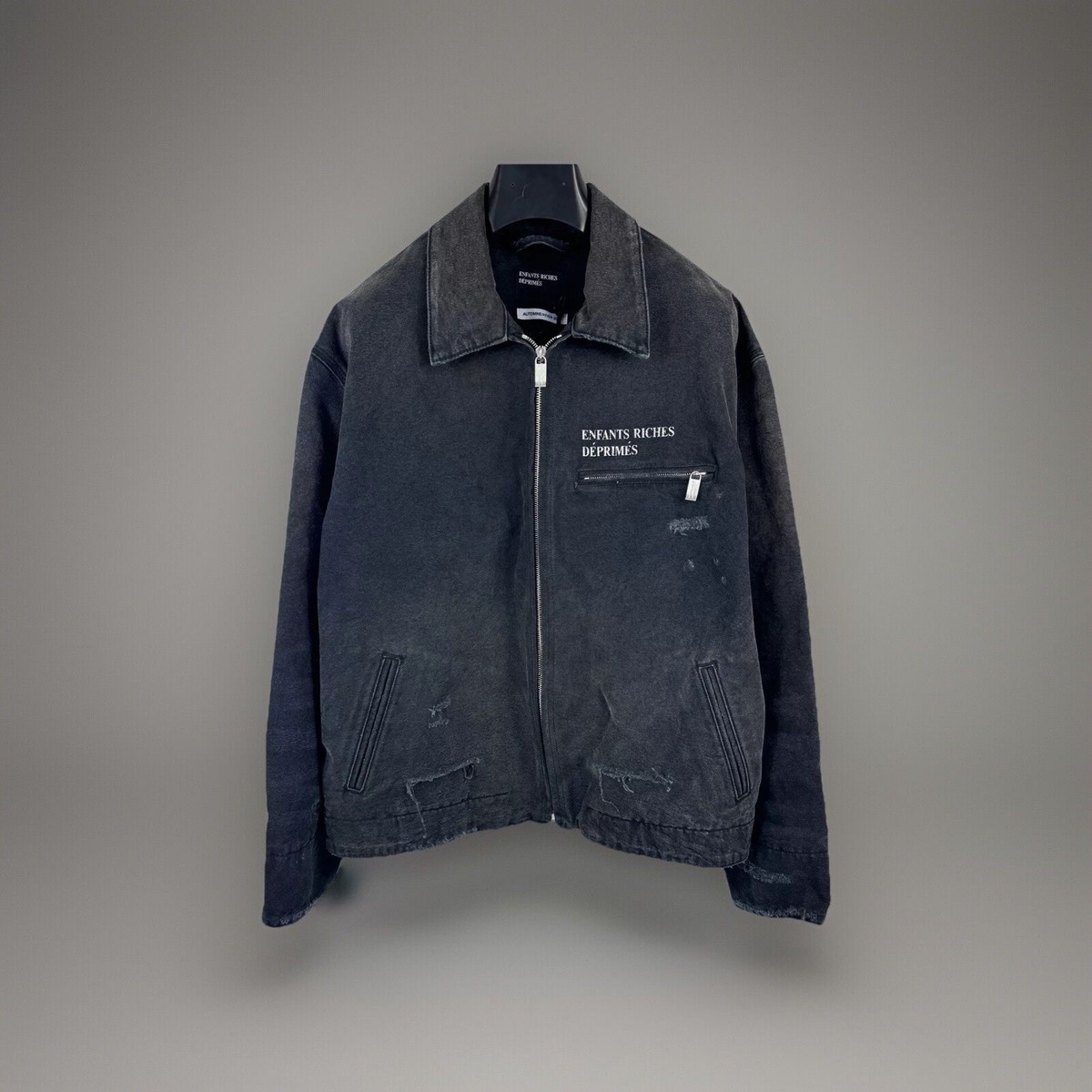 Enfants Riches Deprimes - Logo Print Distressed Denim Jacket Enfants Riches Deprimes - Logo Print Distressed Denim Jacket