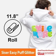Siser Easy Puff Glitter 12"  HTV Rolls For T-Shirts *Multiple Length Options