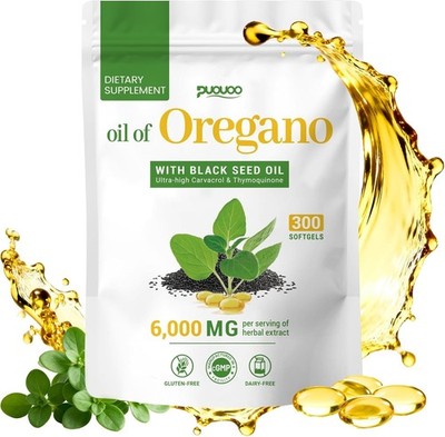 Resilia Softgels with Black Seed Oil 6000mg   Organic Oregano Oil Capsules fo...