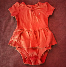Carter's Pink Solid Knit Short Sleeve Peplum Bow Snap Bodysuit Newborn 6-9 m