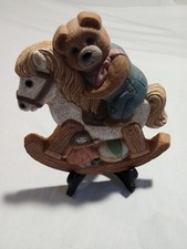 Vtg 1986 Teddy Bear Rocking Horse Frankies Designs Baby Room Hanging Plaque