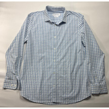 Mizzen Main Leeward Men's Long Sleeve Blue Check Button Up Dress Shirt -XL Trim