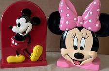 Vintage DISNEY 1-Mickey Mouse 1-Minnie Mouse Toothbrush Holders RETIRED