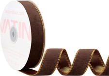 Brown Velvet Wired Ribbon 1" Metallic Brown Velvet Christmas Ribbon for Floral A