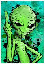 Antisocial Alien Drawing Canvas Poster Wall Art Decor 11.8x15.7 Unframed POSTER