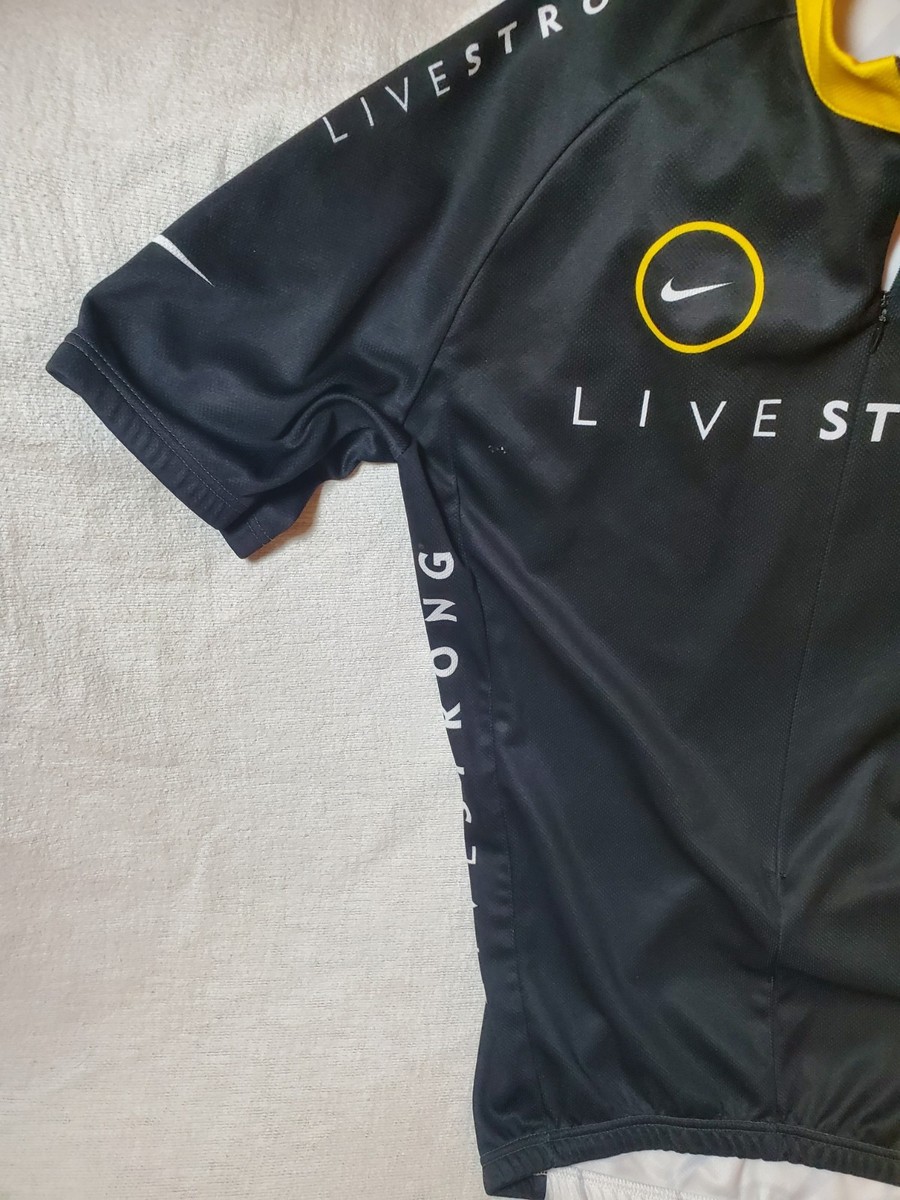 Nike Livestrong Cycling Jersey Size Medium Black Yellow Lance