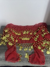 Belly Dance Hip Scarf Chiffon Skirt Wrap Professional Red